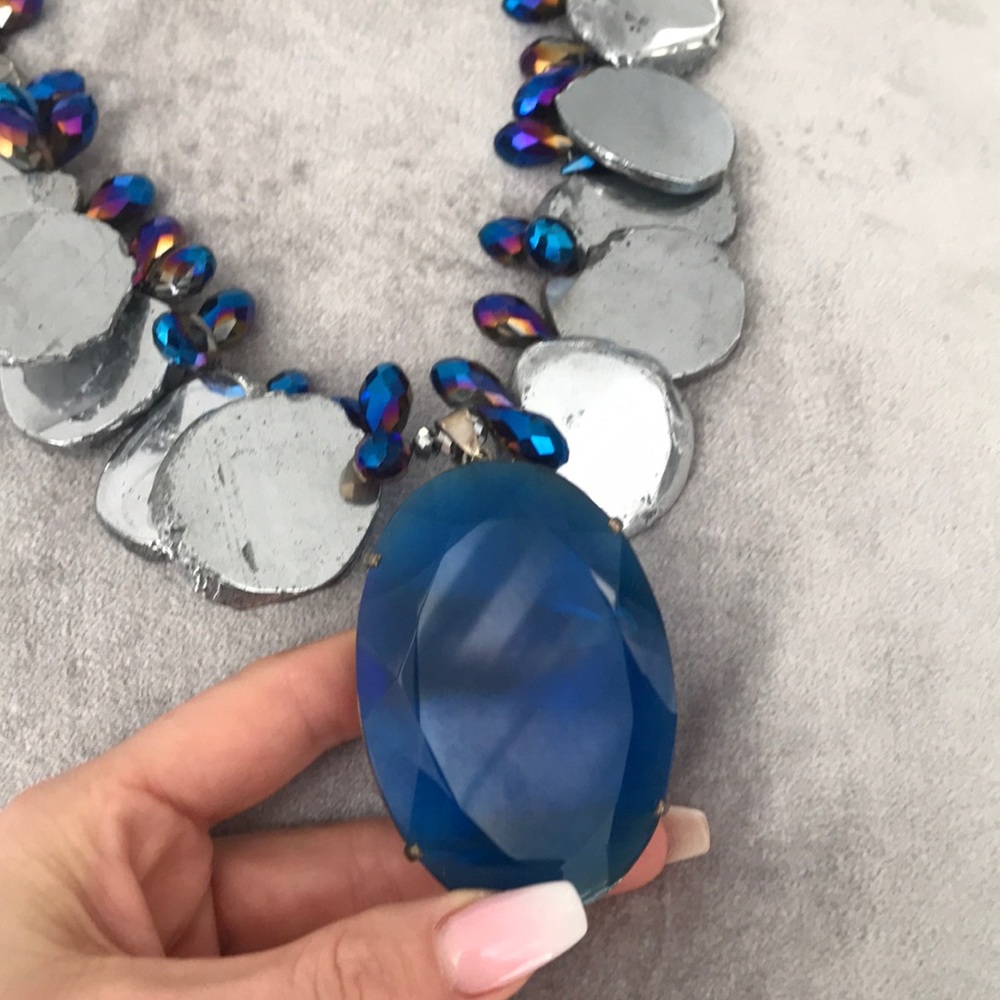 Neiman Marcus Custom Silver Stone Statement Neckl… - image 8